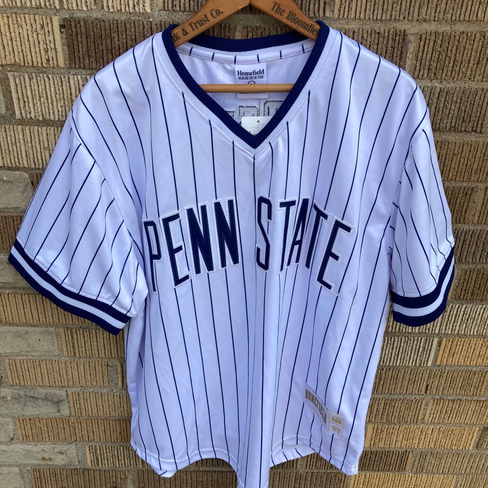 Penn State Nittany Lions Throwback White Navy Pinstripe Jersey Mens Large